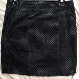 Stretch Cotton Navy White Polka Dot Mini Skirt